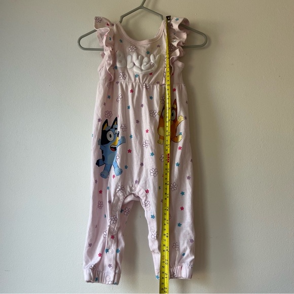 Bluey Baby Girls Romper 6-9M Pink Ruffle Sleeveless One-Piece Snaps Bingo Ruffle - Picture 7 of 8